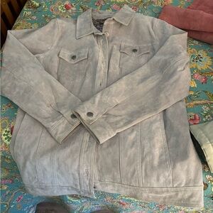 Women's Classic Dove Gray Suede Leather Jacket by designer Dennis Basso